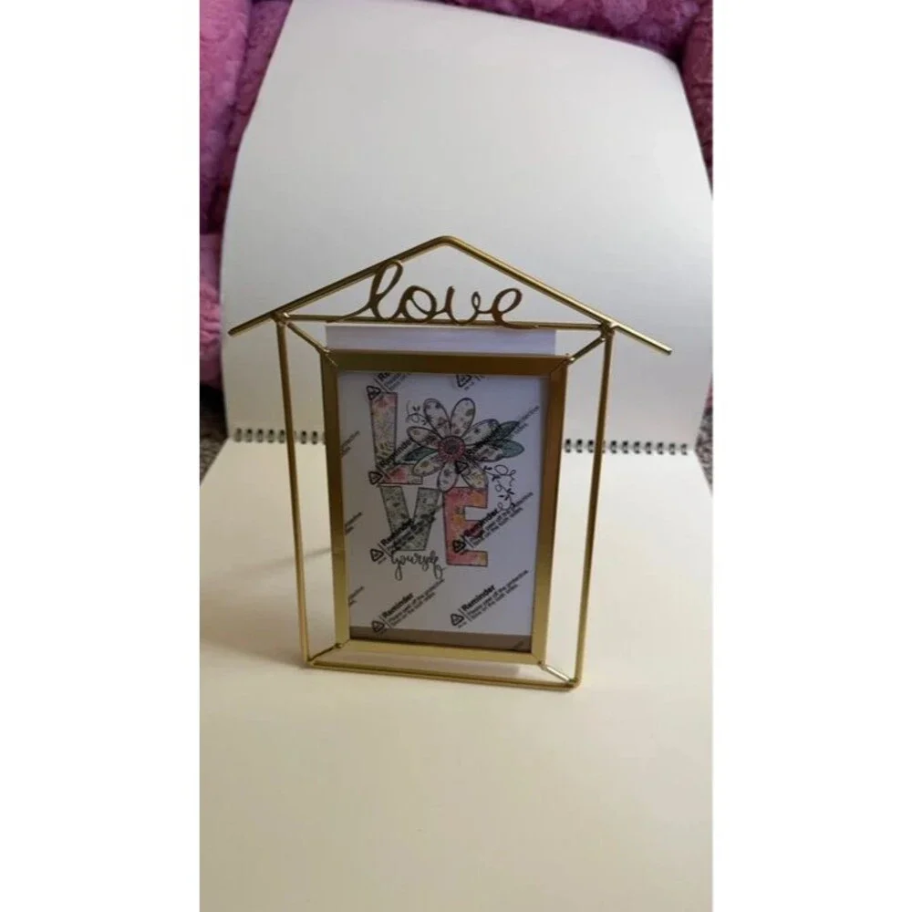Set of 2 Gold LOVE Photo Frames Romantic Wedding Engagement Anniversary Decor
